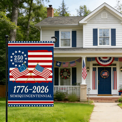 250th Anniversary USA Flag Garden Flag For Outside 1776 2026 Commemorative Patriotic Yard Sign With Stars And Stripes Design