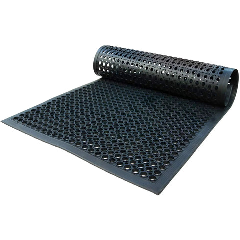 Anti Fatigue Outdoor Rubber Mat With Drainage And Non Slip Backing Workhorse Heavy Duty Floor Mat For Restaurant And Bar Use 3 By 5 Feet Black Durable Cushioned Kitchen And Entryway Mat Great For High Traffic Areas