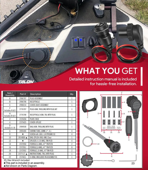 Heavy Duty Trolling Motor Plug And Receptacle Kit With 60 Amp Circuit Breaker For 12V 24V 36V 48V Electrical Systems marine wiring setup.