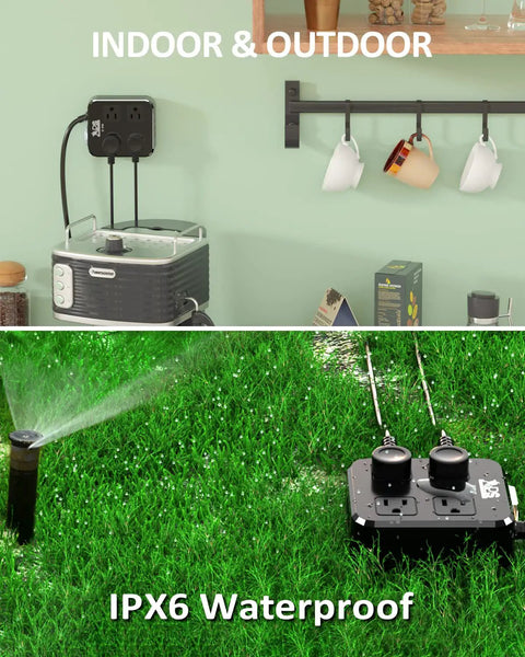 Outdoor Weatherproof Power Strip With 4 Wide Outlets And 3 USB Ports 10Ft Extension Cord in indoor and outdoor settings
