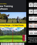Eye Mini Golf Launch Monitor And Indoor Outdoor Simulator With 19 Precision Metrics display showing swing and ball data.