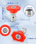 Close-up of orange nozzle from Pressure Washer Nozzle Tips Kit Seven Pack With One Quarter Inch Quick Connect For Power Washers
