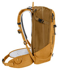 Side view of 30L Ski Tour And Mountaineering Backpack Built For Powder Days With Weatherproof Breathable Fabric Cinnamon Almond Color