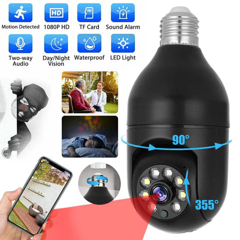 Plug And Play 1080P Wireless Security Cameras Two Pack No Drill No Wires E26 E27 Socket Mount Tuya Smart CCTV PTZ WiFi