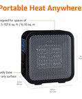 Ceramic Portable Mini Space Heater for Desk and Office Use, Fast Heating, Energy Efficient 500W, Black, front view