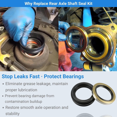 Hella Tough Three Piece Rear Axle Shaft Seal Kit and Inner Outer Wheel Hub Bearing O Rings with installation overview.