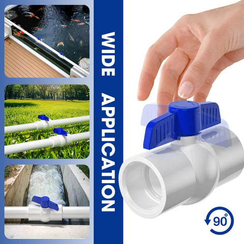 Three Quarter Inch PVC Ball Valve With Slip Connection SCH40 Easy Turn Blue T Handle Shut Off Socket for various water applications