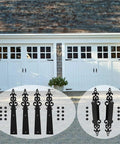 Vintage Door Handles And Hinge Set For Carriage House And Barn Doors Sliding Barn Door Hardware Kit displayed on white garage.