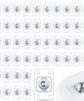 48 Pack Self Adhesive Caster Wheels for Kitchen Appliances and Furniture, DIY Friendly 360 Degree Swivel Universal Rollers, Clear Finish displayed