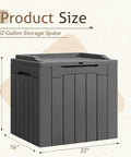 31 Gallon Weatherproof Resin Deck Box With Lid For Indoor Outdoor Storage Durable Grey Outdoor Storage Container front view with dimensions