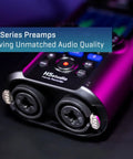 Close-up of Handheld Studio Recorder For Musicians Podcasters And Filmmakers With Large Stereo Microphones Pro Quality Preamps Six Track Recording