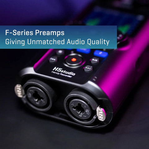 Close-up of Handheld Studio Recorder For Musicians Podcasters And Filmmakers With Large Stereo Microphones Pro Quality Preamps Six Track Recording