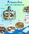 Six Pack Clear Toy Storage Bags With Double Zippers Waterproof PVC Space Saving Large Capacity Organizer Pouches For Travel