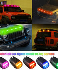 Wireless Solar Cab Lights For Truck Easy Install No Drill Roof Marker RGB LEDs