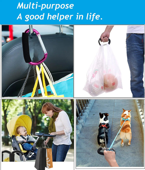 Two Pack Carabiner Stroller Hook Organizer For Hanging Purses Diaper Bags And Shopping Bags Lightweight Stroller Accessory