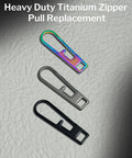 Beefed Up Heavy Duty Titanium Zipper Pull Replacement Kit in various colors for jackets and bags.