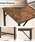 Bar Table With Built In Charging Station, Rustic Brown and Black Finish, showing durable top, cross bar, and stable support