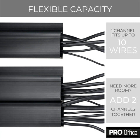 J Channel Cable Raceways For Under Desk Wire Management Six 16 Inch Black Cable Channels With Adhesive Mounting Tape