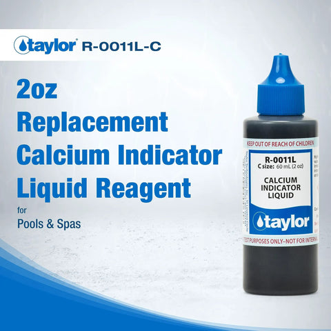 Calcium Indicator Liquid 2 Ounce Dropper Refill For Pool And Spa Water Test Kits Easy Calcium Hardness Testing Prolong Kit Life Replace Annually Made In USA, Taylor bottle