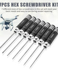 Pro Grade 7 Piece Precision RC Hex Screwdriver Set With 0.9mm Through 3.0mm Micro Allen Wrenches in a row with visible size labels.