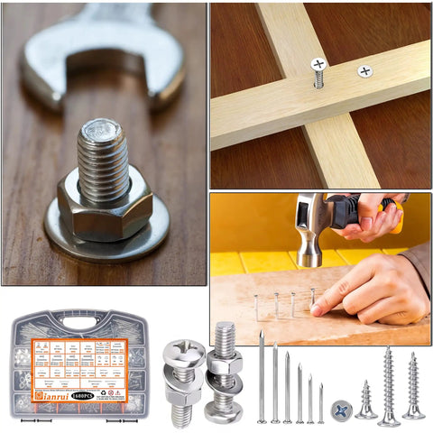 Massive 1680 Piece Nails And Screws Kit With Bolts And Nuts For DIY Home Projects, includes assorted hardware and storage case