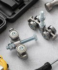 Eight Pack 4 Wheel Silent Trolley Assembly Rollers For One And Five Eighths Inch Wide Strut Channels With M10 Bolt, steel rollers