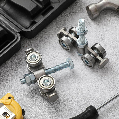 Eight Pack 4 Wheel Silent Trolley Assembly Rollers For One And Five Eighths Inch Wide Strut Channels With M10 Bolt, steel rollers