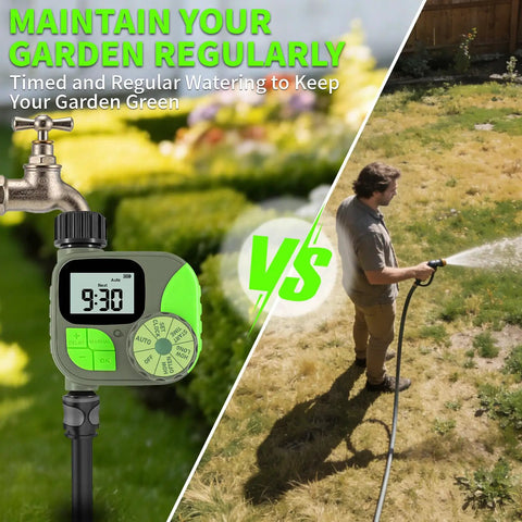 Smart Sprinkler Timer For Garden Hose With Rain Delay And Manual Mode, No-Brainer Outdoor Watering Scheduler For Lawn, Yard