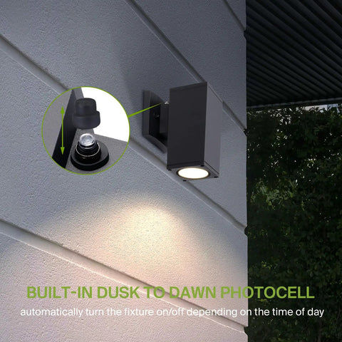 No Brainer Dusk To Dawn Outdoor Wall Light Fixture 9W LED 1000 LM Bronze Cylinder Up Down Waterproof Sconce mounted view