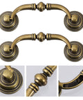 4 Pack Vintage European Style Cabinet Drawer Pulls Antique Bronze Wardrobe Door Handles For Home Decor Retro Farmhouse Kitchen Hardware Ideal Replacement For Dresser Drawers Cabinets And Doors In Any Room, close-up detail view