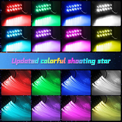 Headliner Kit With Four Color Fiber Optic Lights And Two In One Light Engine For Your Car Interior Glow Up, RGBW shooting stars display