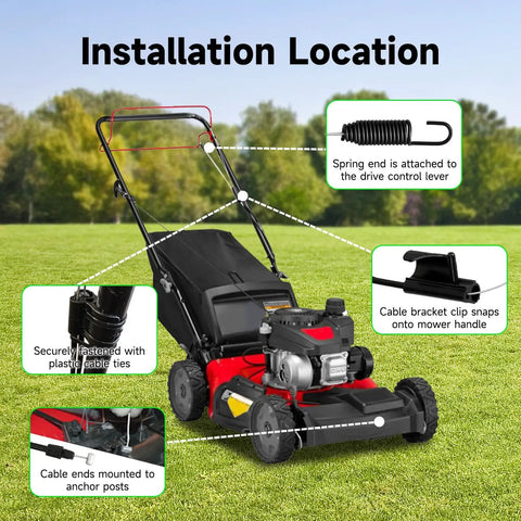 Drive Cable 946-04728A OEM Replacement For Lawn Mower 6HP Briggs Stratton Engines Compatible With Troy Bilt TB200 Craftsman M210 Yard Machines And More installed on mower handle