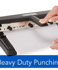 Rugged Heavy Duty 3 Hole Punch for 40 Sheet Capacity Adjustable 2 to 4 Hole Paper Puncher with T Handle Durable Office Desk Tool Black