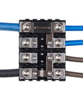 1/0 To 4 Gauge ANL Inline Fuse Block With Linkable Modular Design For Car And Marine Audio ANL Fuse Holder Built Beefy With Brass Construction And High Temp Housing For Ultimate Power Distribution, brass fuse block with cables