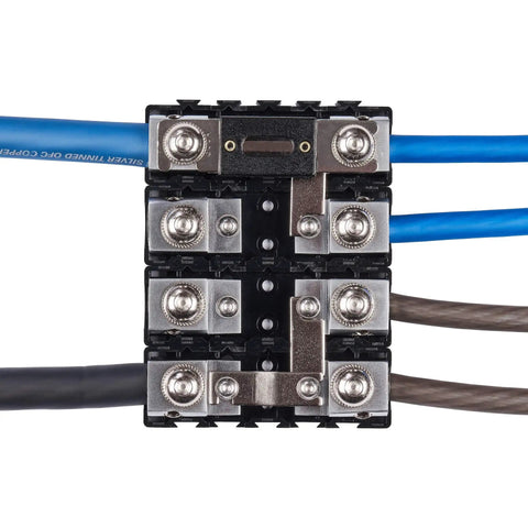 1/0 To 4 Gauge ANL Inline Fuse Block With Linkable Modular Design For Car And Marine Audio ANL Fuse Holder Built Beefy With Brass Construction And High Temp Housing For Ultimate Power Distribution, brass fuse block with cables