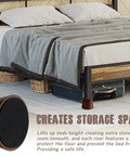 Premium Solid Wood Bed Risers Set Of 4 elevating bed for added storage, showcasing sturdy design and natural wood finish.