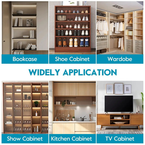 Heavy Duty 3/16 Inch Shelf Pins For Cabinets in various cabinet applications including bookcase and shoe cabinet.