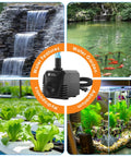 Submersible Water Pump for Aquarium and Pond, Adjustable Flow Control, 400 GPH, 25W, in use with fountains and aquariums
