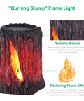 Solar Powered Outdoor Torch Lights 2 Pack Realistic Flame Effect Stump Lanterns For Garden, patio, pathway, deck, and yard decor in resin copper finish.