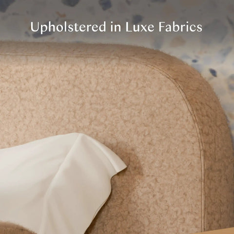 Upholstered Twin Or Full Bed Guard Rail In Chai Shearling, Water Repellent and Stain Resistant, GREENGUARD Gold Certified