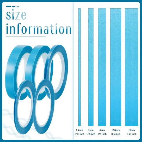 Automotive Masking Tape Set For Curves And Fine Edges, Pro Grade High Temperature Vinyl Tape With Low Tack, 5 Roll Sizes Displayed