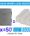 Comparison of Reusable Electrostatic Air Filter 19.75x19.75 Inch for Home and Office HVAC with disposable filters, showing savings.