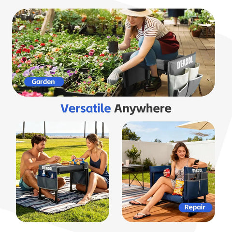 Upgraded Garden Kneeler And Seat With 9.8 Inch Wide And 3 Inch Thick Kneeling Pad, Heavy Duty Stool With 2 Large Tool Bags in use