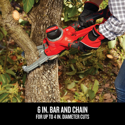 Cordless Lopper With 6 Inch Cut Range And Patented Clamping Jaws, Prunes In One Easy Swing, Cleanly Cuts Up To 4 Inch Branches, Battery And Charger Included, Compact Pruner For Trees And Shrubs, Fast Scissor Action For Quick Storm Cleanup in use.