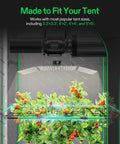 Beefy Grow Tent Mounting Kit with Adjustable Poles supporting ventilation in 3.3x3.3 to 5x5 ft tent, visible with plants inside