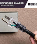 Lighted 25 Ft Outdoor Extension Cord Heavy Duty 10/3 SJTW Black Cable With 3 Prong Grounded Plug 15 Amp close-up
