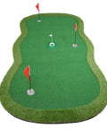 Real Deal Golf Putting Green Mat For Indoor Outdoor Practice 5x10ft Large Pro Training Surface with flags on green