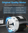 Heavy Duty Condenser Fan Motor Quarter Horsepower 1075 RPM 208 To 230 Volt One Point Eight Amp 48Y Frame HVAC Outdoor Cooling Unit visibility with motor specifications.