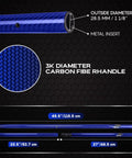 3K carbon fiber handle with dimensions for Carbon Fiber Travel Pole For Beach Metal Detecting Shovels Lightweight Universal Handle 3K Carbon Fiber Long Tube Rod Great For Sand Surf Line Treasure Hunting Tools Easy Digging And Reduced Fatigue