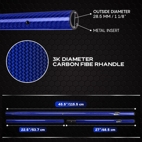 3K carbon fiber handle with dimensions for Carbon Fiber Travel Pole For Beach Metal Detecting Shovels Lightweight Universal Handle 3K Carbon Fiber Long Tube Rod Great For Sand Surf Line Treasure Hunting Tools Easy Digging And Reduced Fatigue